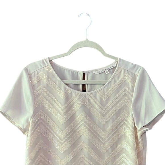 Rachel Roy Sequin Chevron Top White L (runs small) - Picture 4 of 13